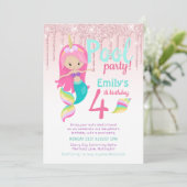 Mermaid POOL Partij Paarse roze Zilver Glitter Gir Kaart (Staand voorkant)