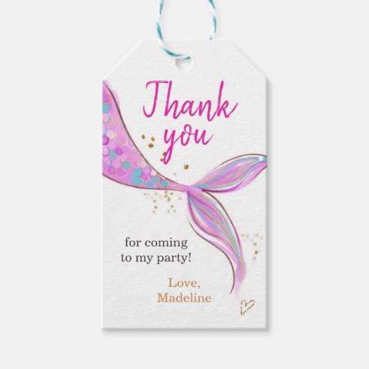 Mermaid Pool Party Hartelijk dank voor Labels met  Cadeaulabel (Voorkant)