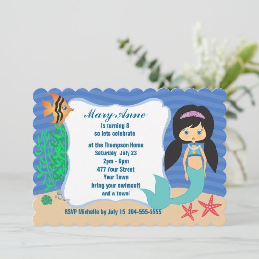 Mermaid Pool Party Kaart (Staand voorkant)