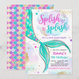 Mermaid Pool Party Pink Mermaid under Zee Kaart