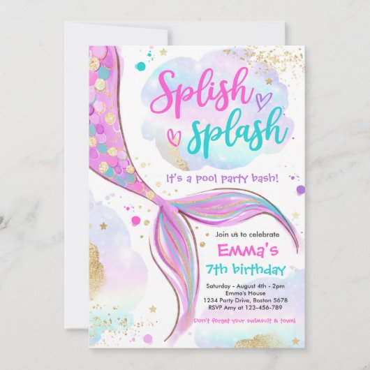 Mermaid Pool Party Pink Mermaid under Zee Kaart (Voorkant)