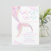 Mermaid Pool Party Summer Pool Birthday Kaart (Staand voorkant)