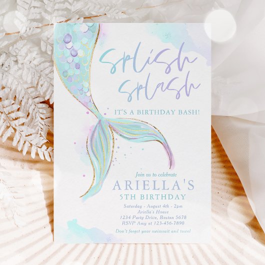 Mermaid Pool Party Summer Pool Birthday Kaart