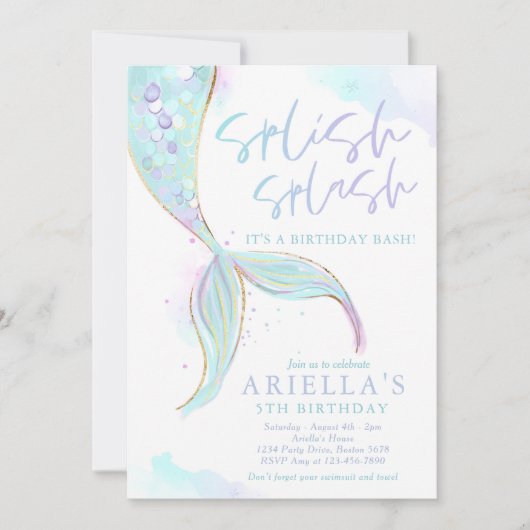 Mermaid Pool Party Summer Pool Birthday Kaart (Voorkant)