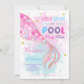 Mermaid & Pool uitnodiging voor kinderen (Voorkant)