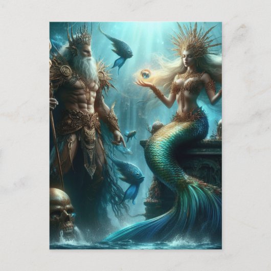 Mermaid Poseidon Briefkaart (Voorkant)