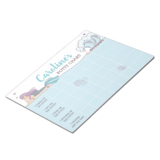 Mermaid Potty Chart Persoonlijke Naam & Taken Notitieblok (Schuin)