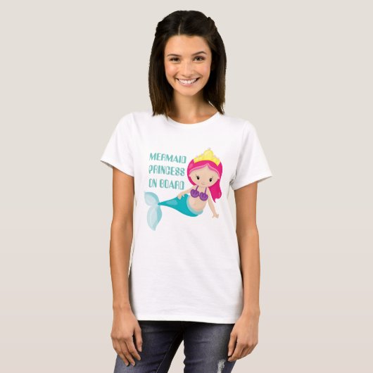 Mermaid Princess aan boord van het moederschap t-s T-shirt (Voorkant volledig)