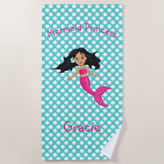 Mermaid Princess Beach Towel Strandlaken (Voorkant)