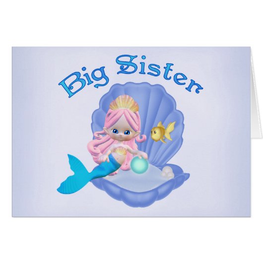 Mermaid Princess Big Sister Blank Kaart (Voorkant Horizontaal)