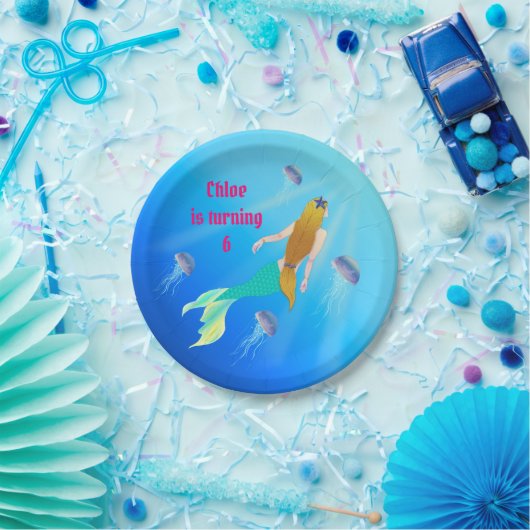 Mermaid Princess Birthday Party Personalized Papieren Bordje (Feest)