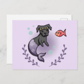Mermaid Princess Dog Lavender Briefkaart (Voorkant / Achterkant)