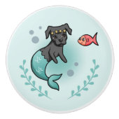 Mermaid Princess Dog met Little Fish Keramische Knop (Voorkant)
