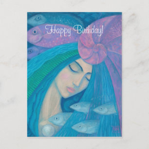 Mermaid Princess, Happy Birthday aanpasbare tekst Briefkaart