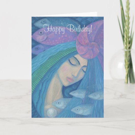 Mermaid Princess, Happy Birthday aanpasbare tekst Kaart (Voorkant)