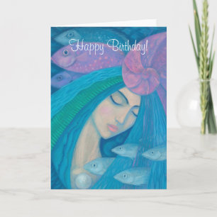 Mermaid Princess, Happy Birthday aanpasbare tekst Kaart