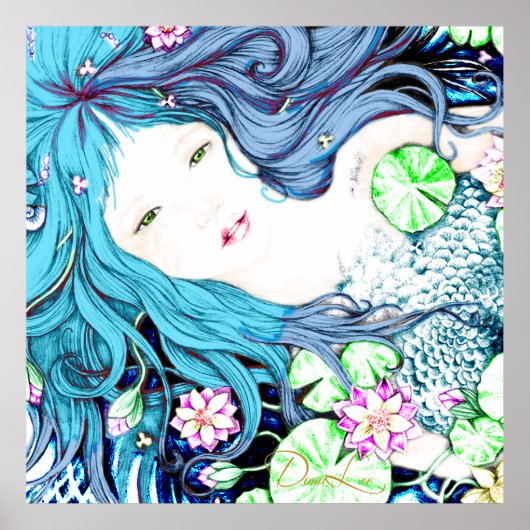 Mermaid Princess in Blue Hues Poster (Voorkant)