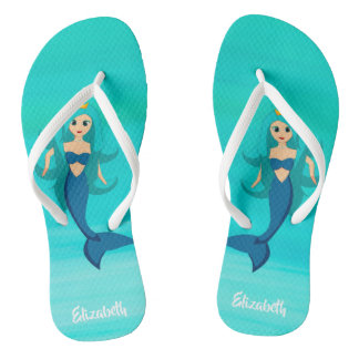 Mermaid princess on aquamarine oceaanwater teenslippers