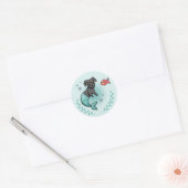 Mermaid Princess Pit Bull Terrier Dog Cartoon Ronde Sticker (Envelop)