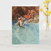 Mermaid Princess & Prince  Fairy Tale Kaart (Gele Bloem)