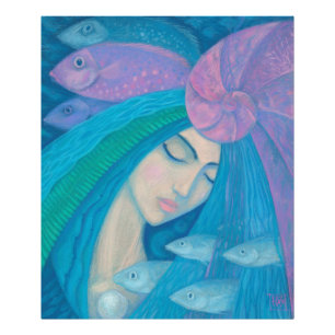 Mermaid Princess, underwater Fantasy, roze blauw Foto Afdruk