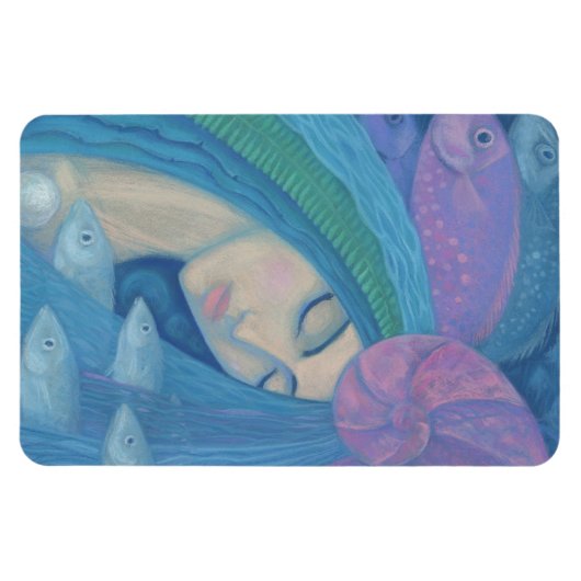 Mermaid Princess, underwater Fantasy, roze blauw Magneet (Horizontaal)