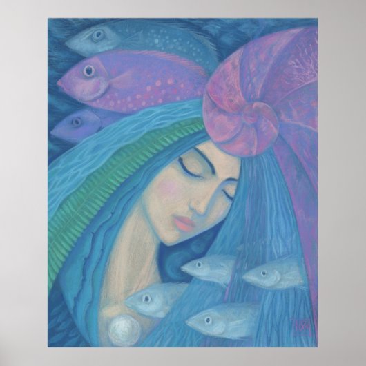 Mermaid Princess, underwater Fantasy, roze blauw Poster (Voorkant)