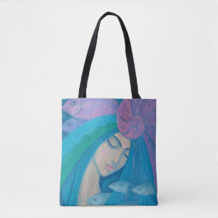 Mermaid Princess, underwater Fantasy, roze blauw Tote Bag