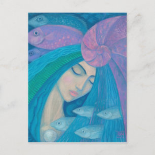 Mermaid Princess, water Fantasy Surreal Painting Briefkaart