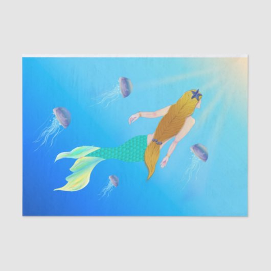 Mermaid Princess zwemt naar het oppervlak Tissuepapier (Voorkant)