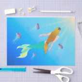  Mermaid Princess zwemt naar het oppervlak Tissuepapier (Craft)