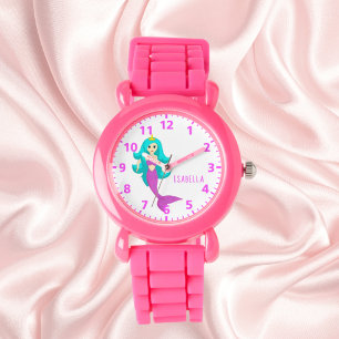 Mermaid prinses blanke roze schattige meid horloge