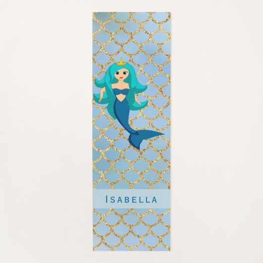 Mermaid prinses blauw paars blauwgroen meisje yogamat (Voorkant)