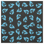 Mermaid Print Fabric Blue en Black Stof (Swatch)