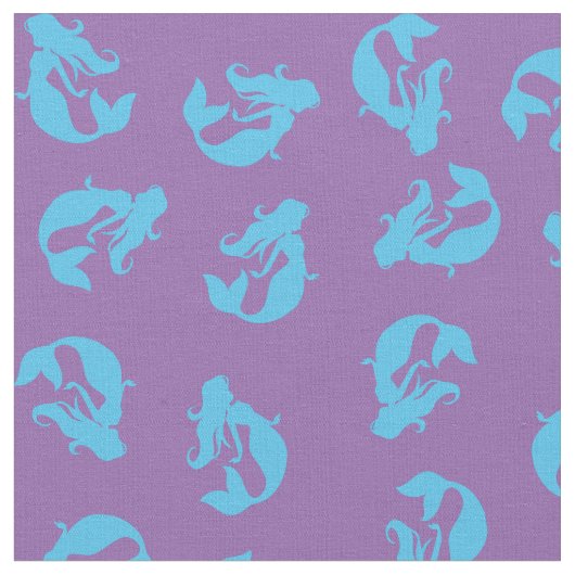 Mermaid Print Fabric Blue en Paars Stof (Close Up)