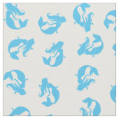Mermaid Print Fabric Blue en White Stof (Close Up)