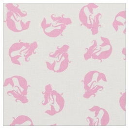 Mermaid Print Fabric Pink en White Stof