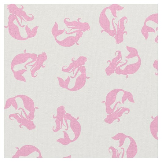 Mermaid Print Fabric Pink en White Stof (Close Up)