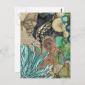 Mermaid Queen Mixed Media Collage Briefkaart (Voorkant / Achterkant)