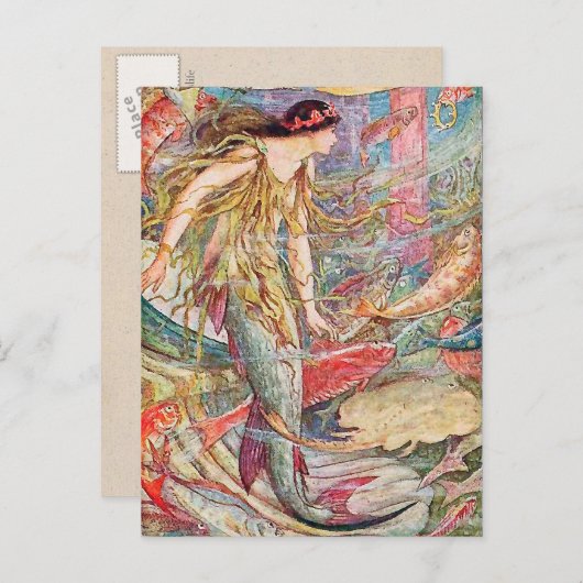 Mermaid Queen Nursery Rhyme Briefkaart (Voorkant / Achterkant)