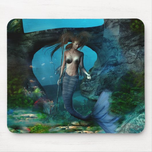 Mermaid Queen - onder het Zee Mousepad Muismat (Voorkant)