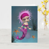 Mermaid Queen Wenskaart Kaart (Gele Bloem)