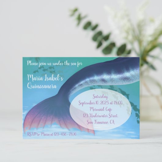 Mermaid Quinceañera onder Zee 15e verjaardag Kaart (Staand voorkant)