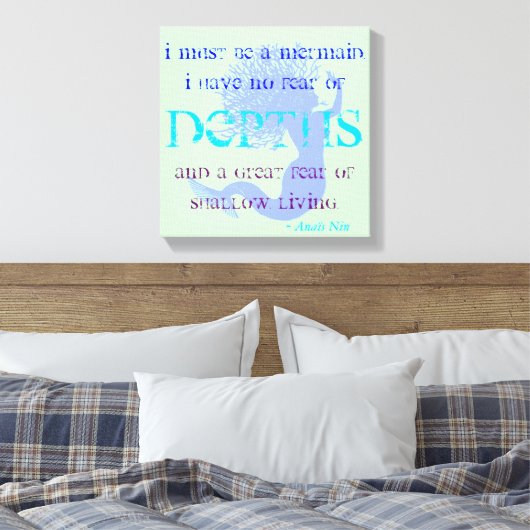 Mermaid Quote Canvas Afdruk (Insitu (Slaapkamer))