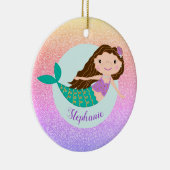 Mermaid Rainbow Glitter Persoonlijke naam Keramisch Ornament (Rechts)