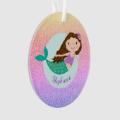Mermaid Rainbow Glitter Persoonlijke naam Ornament (voorkant)