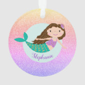 Mermaid Rainbow Glitter Persoonlijke naam Ornament (achterkant)
