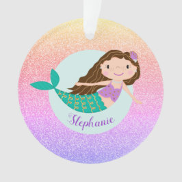 Mermaid Rainbow Glitter Persoonlijke naam Ornament