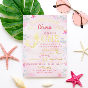 Mermaid Real Folie geduwd op 1e verjaardag Uitnodi Uitnodiging