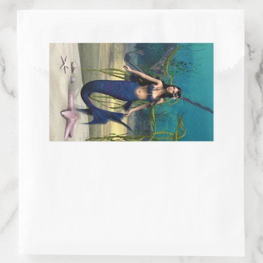 Mermaid Rechthoekige Sticker (Tas)